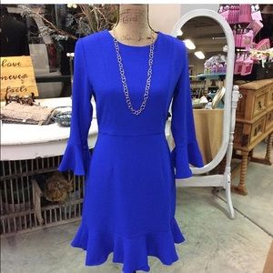 royal blue bell sleeve dress
